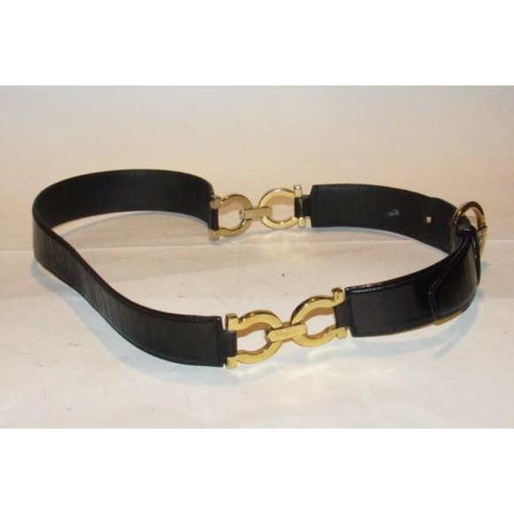 Salvatore Ferragamo Black Leather and Gold Gancini main image 10